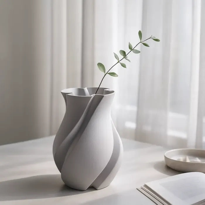 Vazo Gömülü Desenlere Sahip Geniş Ağızlı